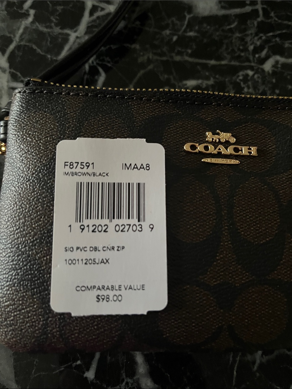 Coach Brown Logo Wristlet with Gold Hardware - Picture 2 of 7